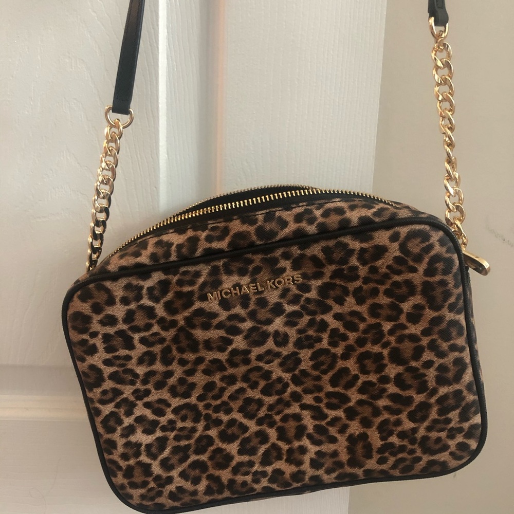 Michael Kors cheetah crossbody bag gold adjustable